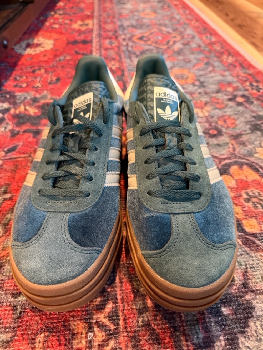 adidas green platform gazelles